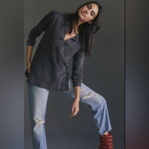 Anthropologie Pilcro Split Hem Tunic Sweatshirt Size Small